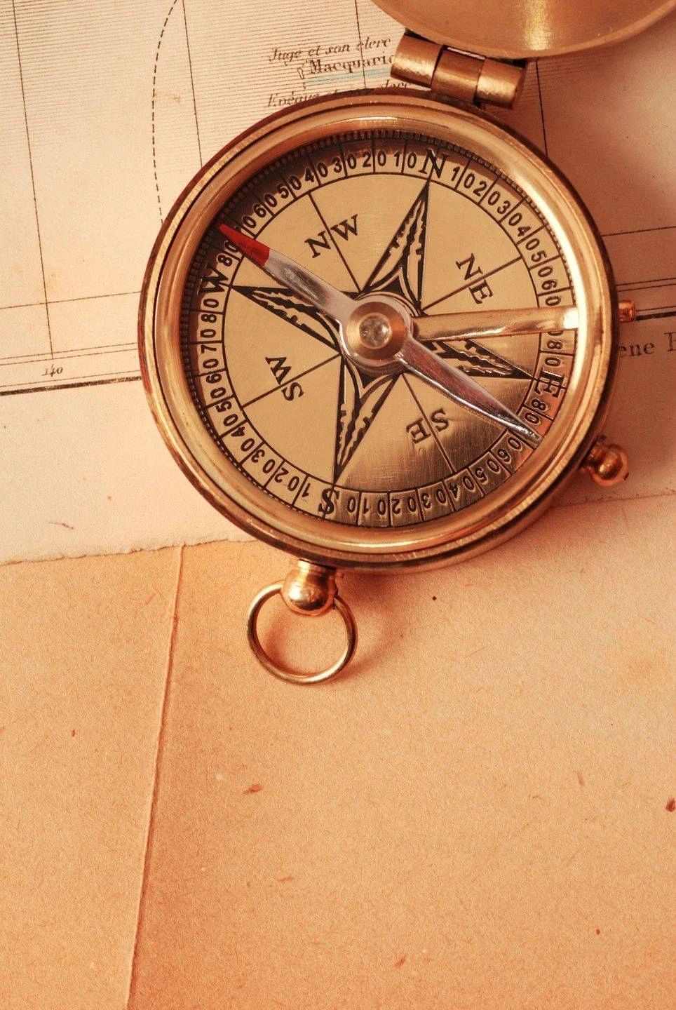 Vintage compass on a map